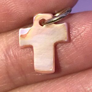 Small Peach Shell Cross Charms